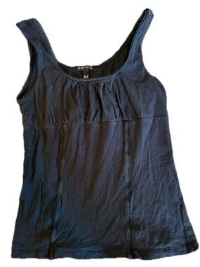 FANG Black Ruched Scoop Neck Tank Top